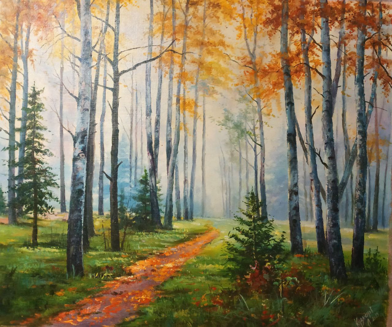 Картина маслом Лесная дымка 50х60